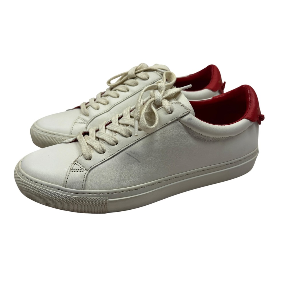 Givenchy Urban Street White Leather Red Heel Tab Sneakers Low Top Womens Leather